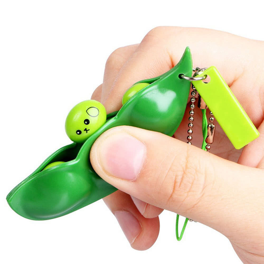 Funny Squeezable Bean Pea Key Chain